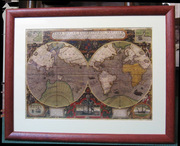 Карта кругосветных путешествий. 16-й век. Интерьерная копия 43х54 см