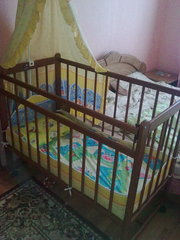 Кроватка детская деревянная матрац защита внутренняя болдахин штатив в