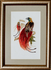 Картина «Райские птицы»,   ручная работа,  вышивка. 