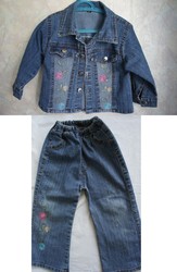 Джинсовый костюм для маленькой модницы,  курточка и штанишки,  1-2 лет,  
