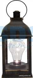Декоративный фонарь с лампочкой,  бронзовый корпус,  размер 10.5х10.5х22