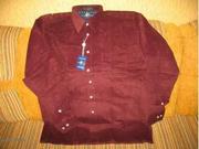 Рубашка штроксовая новая,  фирма Charless,  100% cotton,  бордовая,  р.42-